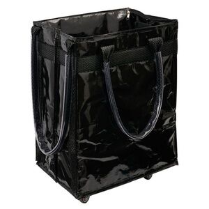 NEW LS LIVE IN STYLE Foldable Rolling Tote Black Metallic Aldi Hulken Dupe